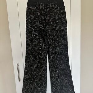 Good American Rhinestone Wide Leg Jeans